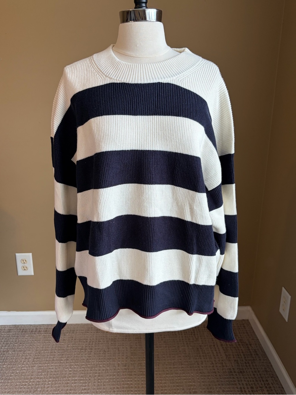 Scotch & Soda Black and White Chunky Stripe Crewneck Sweater XXL Capsule Luxury